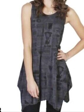 TRÏBE sleeveless gray & black tank top O/S NWT